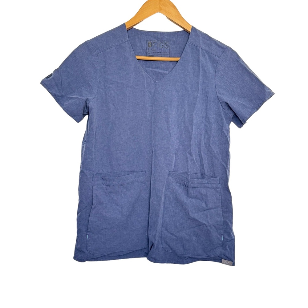 FIGS Scrub Environmentally Awesome Collection E.A.C. Chambray Blue Top X-Small - Picture 1 of 3